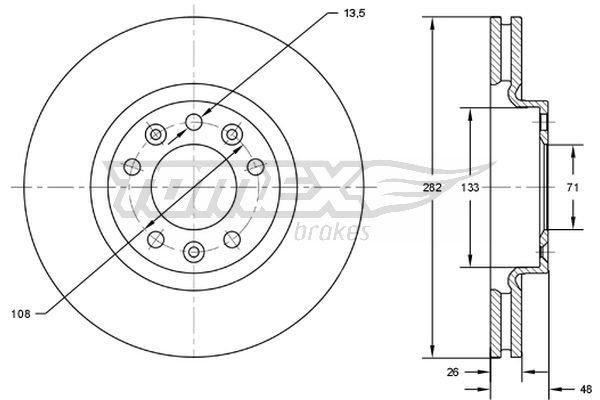 TOMEX brakes Jarrulevy TX 72-24 XM I Hatchback (Y3) jarrulevyt TOMEX brakes TX 72-24