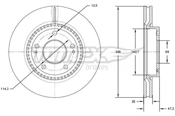 TOMEX brakes Bromsskiva TX 72-47 FORD USA bromsskiva TOMEX brakes TX 72-47