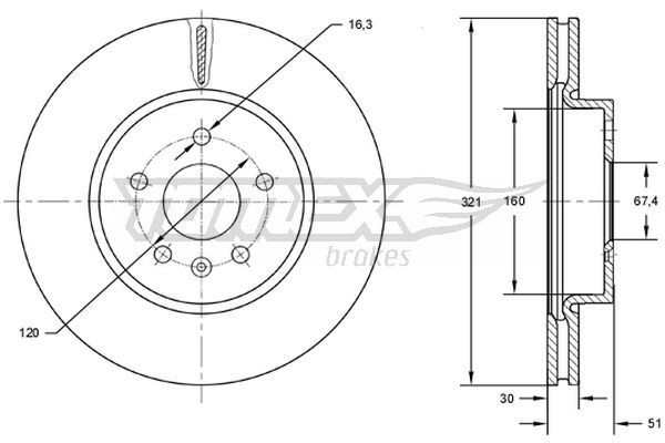 TOMEX brakes Brake disc TX 72-55 TOMEX brakes TX 72-55 BUICK Regal II Saloon brake discs price