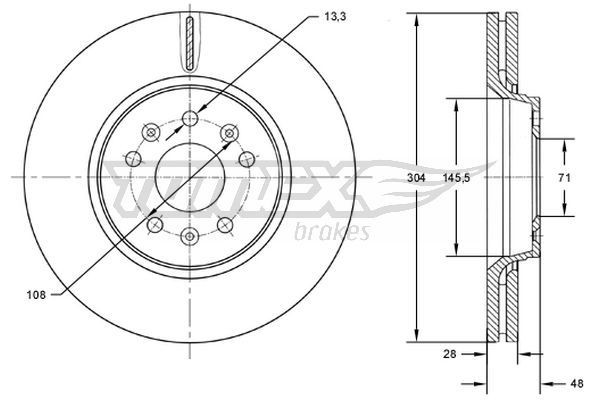 TOMEX brakes Bremseskive TX 72-63 TOMEX brakes Bremseskiver TOYOTA TX 72-63