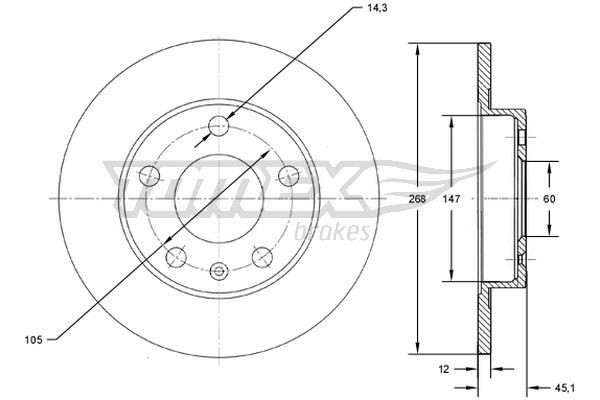 TOMEX brakes Bremseskive TX 72-65 Bremseskive TOMEX brakes Opel CASCADA TX 72-65