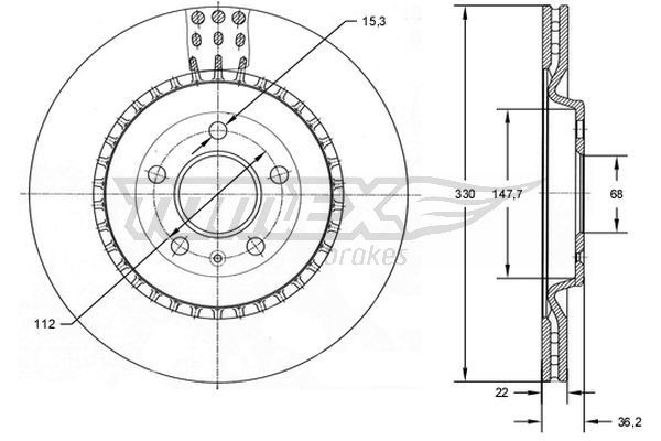 TOMEX brakes Remschijf TX 72-79 Sportremschijven TOMEX brakes Volkswagen TX 72-79