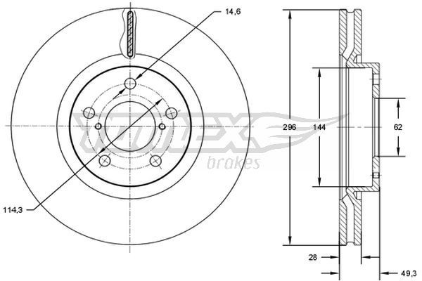 TOMEX brakes Bremseskive TX 72-94 Bremseskiver TOYOTA TOMEX brakes TX 72-94