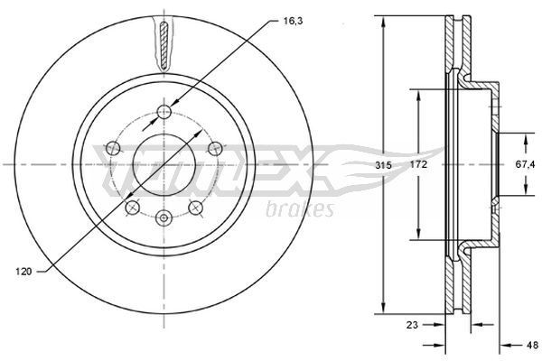 TOMEX brakes Brake disc TX 72-97 TOMEX brakes TX 72-97 BUICK Regal II Saloon disc brakes price