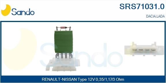 SANDO Résistance, pulseur d'air habitacle SRS71031.0 Résistance pulseur d'air DACIA SANDO SRS71031.0