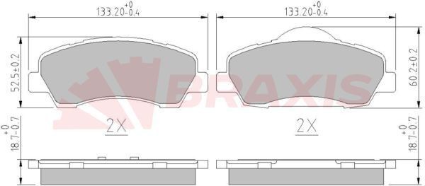 BRAXIS Kit pastiglie freni AA0610 Costo Pastiglie freno sportive BRAXIS PEUGEOT AA0610