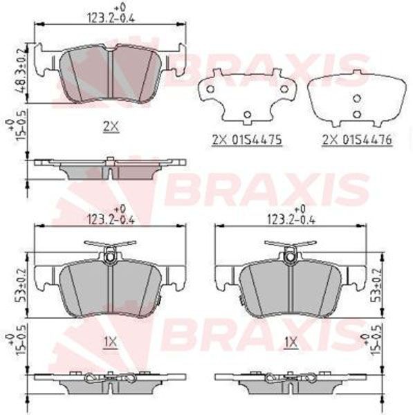 BRAXIS Kit pastiglie freni AA0647 Costo Pastiglie freno sportive BRAXIS FORD AA0647