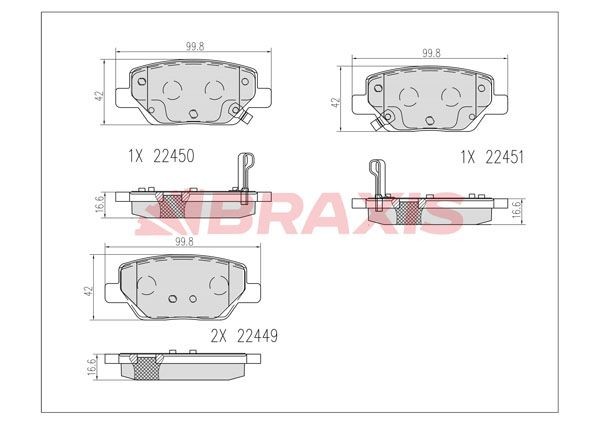BRAXIS Brzdové doštičky/platničky AB0609 AB0609 BRAXIS Športové brzdové doštičky Jaguar lacné