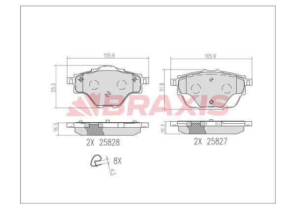 BRAXIS Brzdové doštičky/platničky AB0610 BRAXIS Športové brzdové doštičky DODGE AB0610