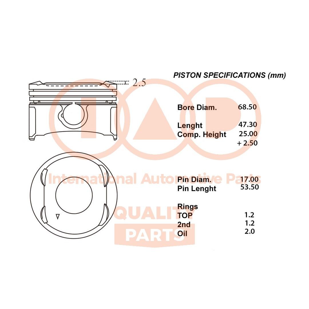 Zuiger IAP QUALITY PARTS 100-20066 IAP QUALITY PARTS 100-20066 Motorzuiger CHEVROLET SPARK 2016