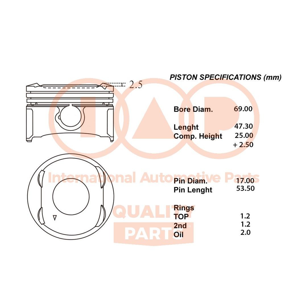 IAP QUALITY PARTS Stempel 100-20067 Motor stempel CHEVROLET IAP QUALITY PARTS 100-20067
