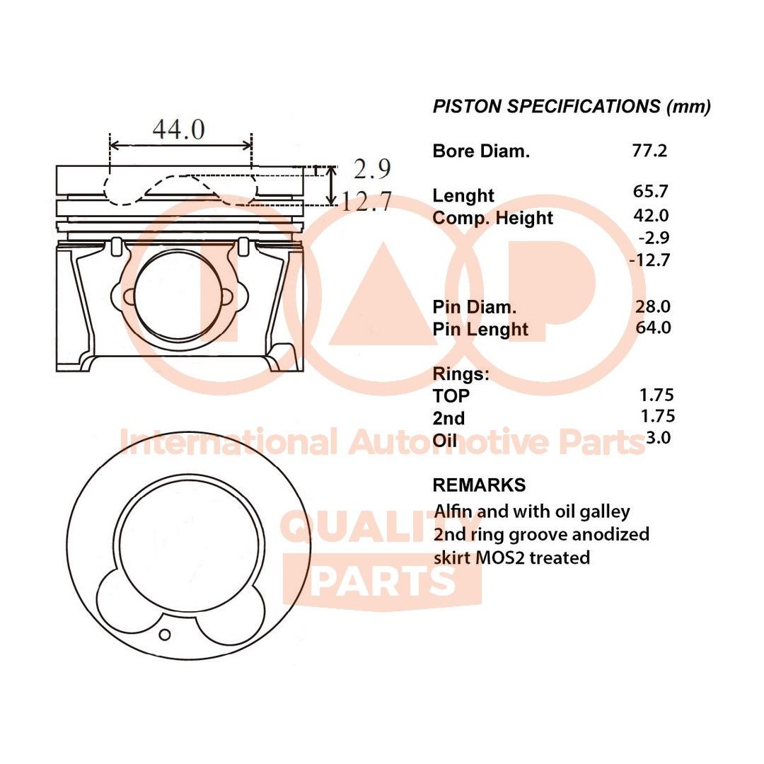 Zuiger IAP QUALITY PARTS 100-21106 IAP QUALITY PARTS 100-21106 Motorzuiger Kia CARENS 2024