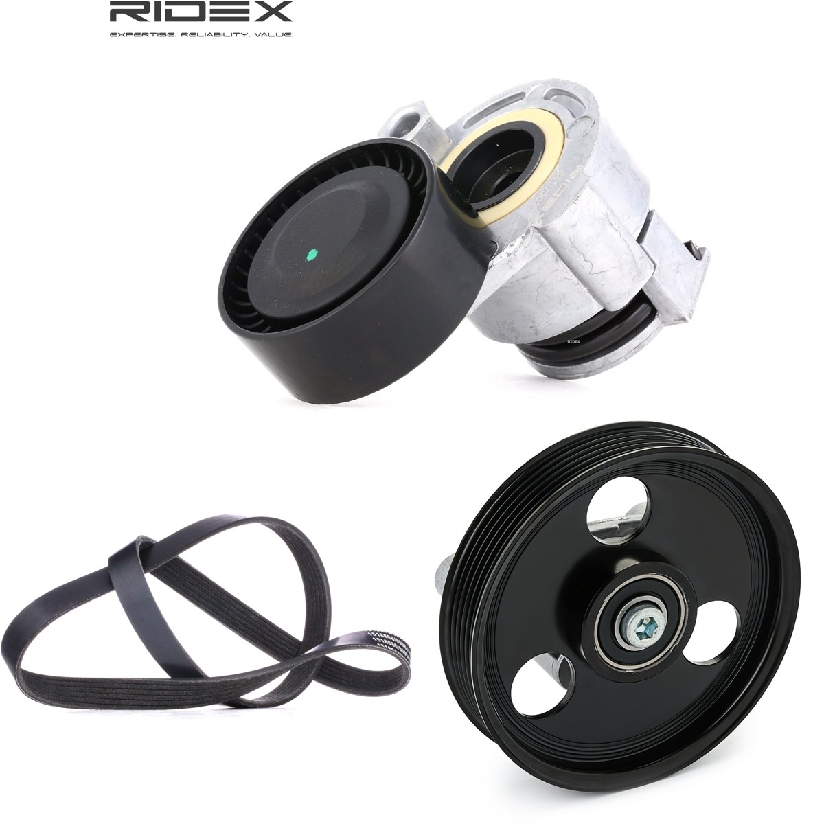 RIDEX Ozubený klinový remeň - Sada 542R0568 542R0568 Sada klinového rebrovaného remena RIDEX DACIA DOKKER