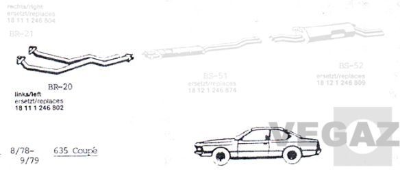 Heitgaasitoru VEGAZ BR-20 VEGAZ BR-20 Väljalasketoru BMW 6. Seeria 2005