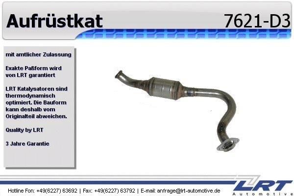 VEGAZ Trasformazione-Catalizzatore RK-927D3 VEGAZ RK-927D3 Retrofit euro1- / euro2- / d3 NISSAN QASHQAI originali
