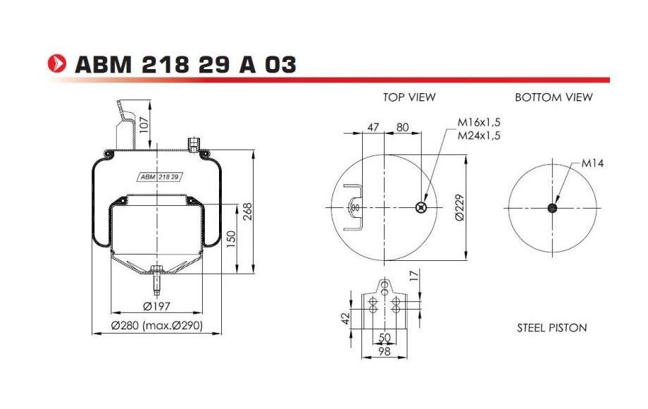 NEOTEC Luftbälg ABM21829A03 ABM21829A03 NEOTEC bälgar, luftfjädring VOLVO S60