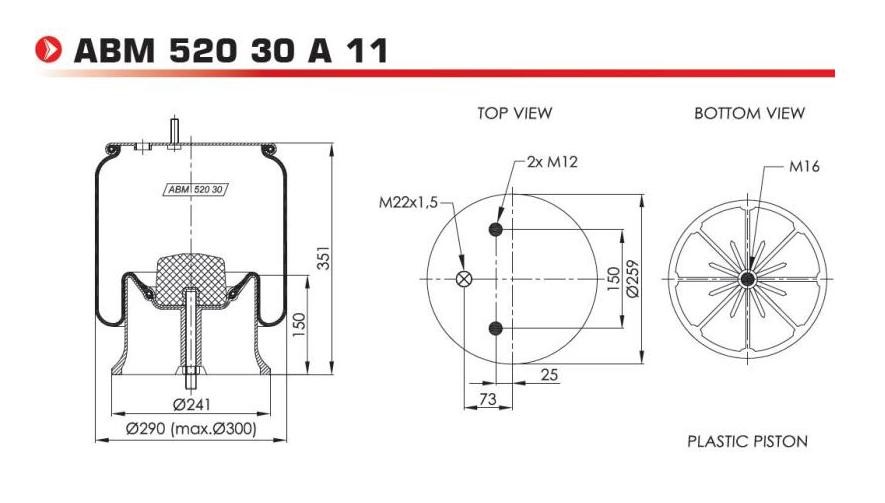 NEOTEC Pneimoatsperes spilvens, Pneimopiekare ABM52030A11 ABM52030A11 Pneimoatsperes spilvens, pneimopiekare HYUNDAI H350 NEOTEC
