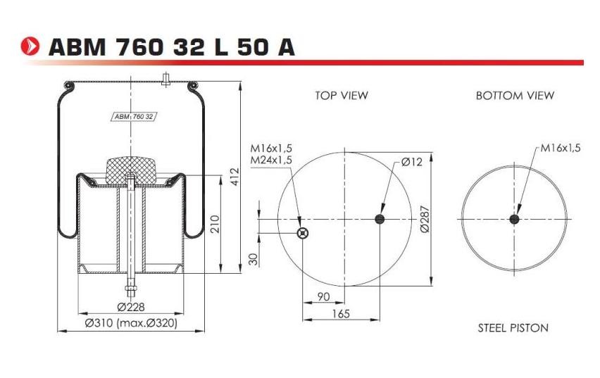 NEOTEC Luftbälg ABM76032L50A ABM76032L50A NEOTEC bälgar, luftfjädring Volvo S60