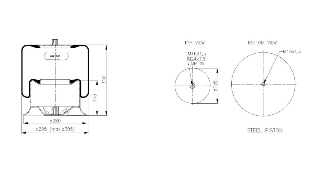 NEOTEC Φούσκα, πνευματική ανάρτηση ABV263C02 Φούσκα, πνευματική ανάρτηση NEOTEC Nissan TERRANO ABV263C02
