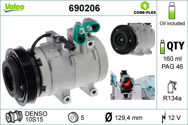 VALEO Compresseur de climatisation 690206 690206 Compresseur de climatisation KIA CEE'D VALEO