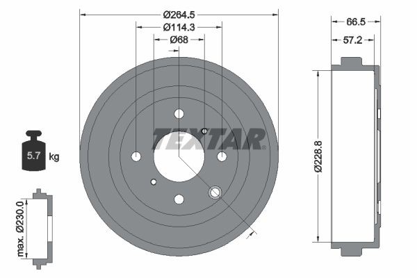 TEXTAR Bremsetromle 94046400 TEXTAR 94046400 Nissan NV200 Van Bremsetromler til en rimelig pris
