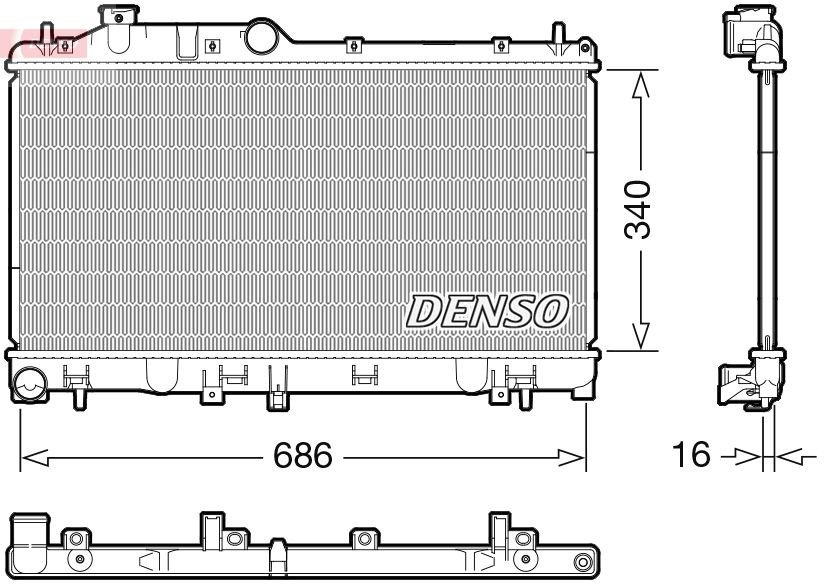 DENSO Radiator, motorkjøling DRM36025 DRM36025 Radiator SUBARU FORESTER DENSO