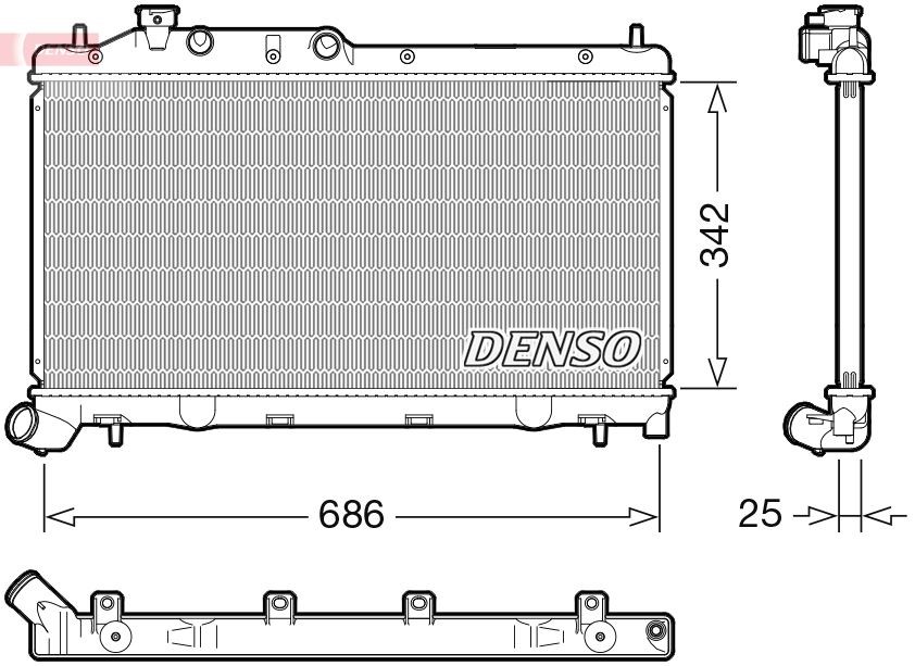 DENSO Radiator, motorkjøling DRM36026 DRM36026 Radiator SUBARU FORESTER DENSO