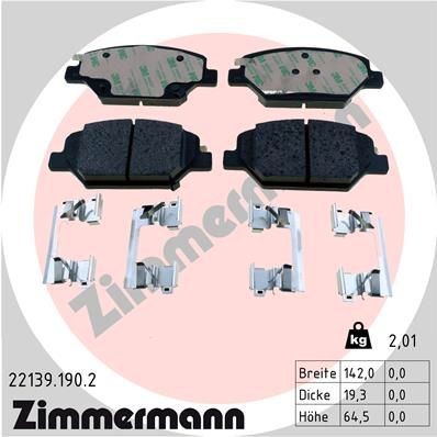 ZIMMERMANN Remblokken 22139.190.2 Remsysteem BUICK (SGM) Regal III: Remblokken ZIMMERMANN 22139.190.2