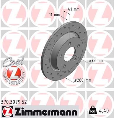 Bremseskive ZIMMERMANN 370.3079.52 ZIMMERMANN 370.3079.52 Skive MAZDA 5 2012