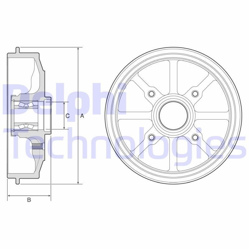 DELPHI Tamburo freno BFR484 DELPHI BFR484 Tamburo freno CITROЁN 2CV originali