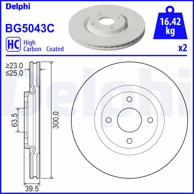 Disque de frein DELPHI BG5043C DELPHI BG5043C: Disques Ford ECOSPORT 2010