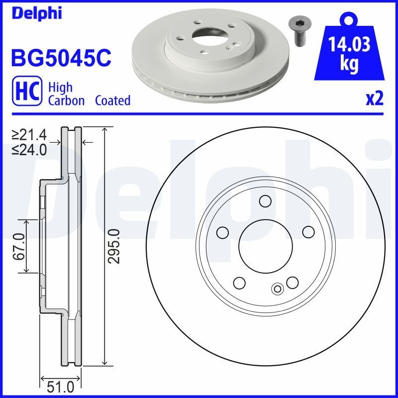 DELPHI Bremseskive BG5045C Bremseskiver DELPHI 100 BG5045C billig