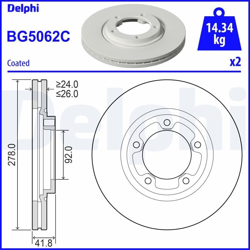 DELPHI Remschijf BG5062C DELPHI BG5062C Sportremschijven K2500 goedkoop