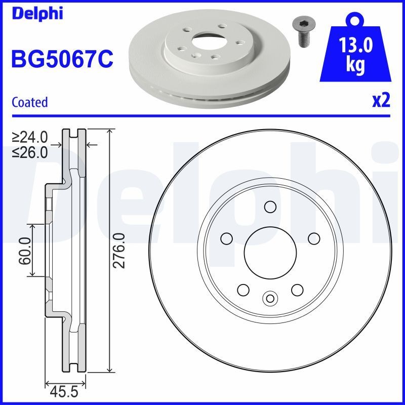 DELPHI Bremseskive BG5067C DELPHI BG5067C Brændstofsystem Bolt Hatchback 2020