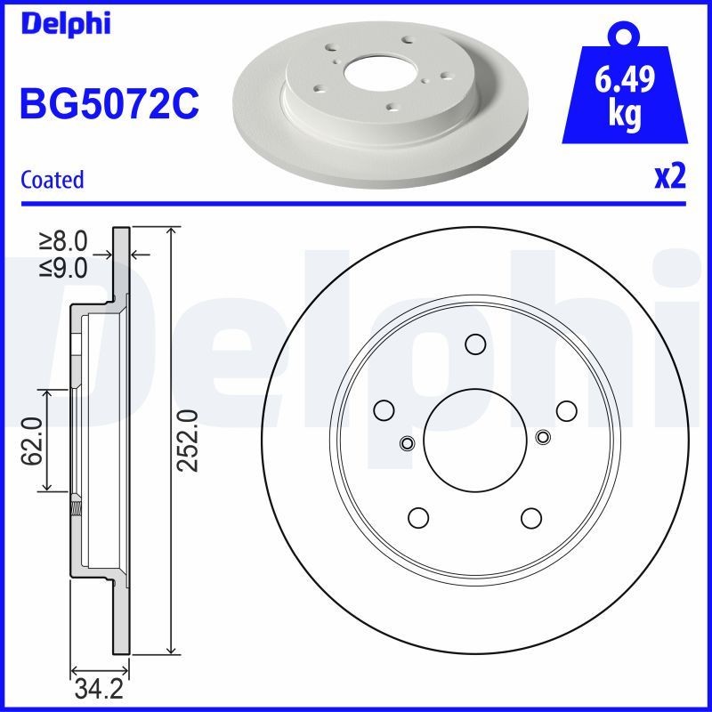 DELPHI Bremsscheibe BG5072C Sport-Bremsscheiben DELPHI LJ 80 BG5072C günstig
