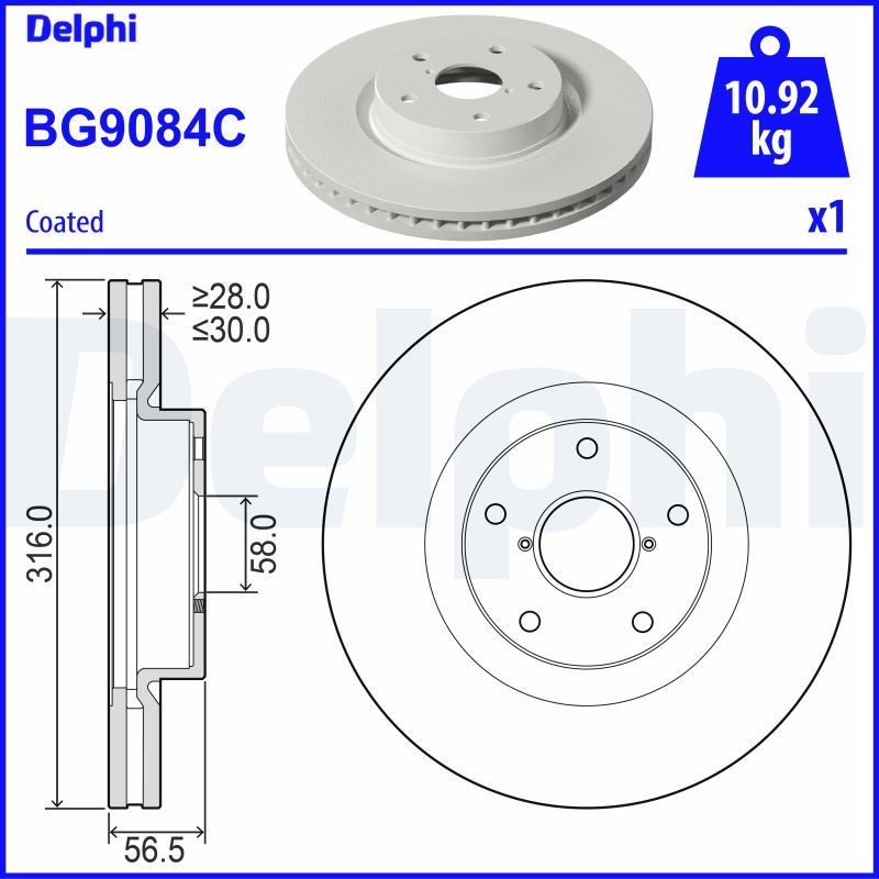 DELPHI Bremžu diski BG9084C Sporta bremžu diski DELPHI Subaru WRX BG9084C