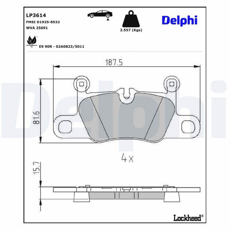 DELPHI Bremseklodser LP3614 LP3614 Sports bremseklodser DELPHI PORSCHE 718