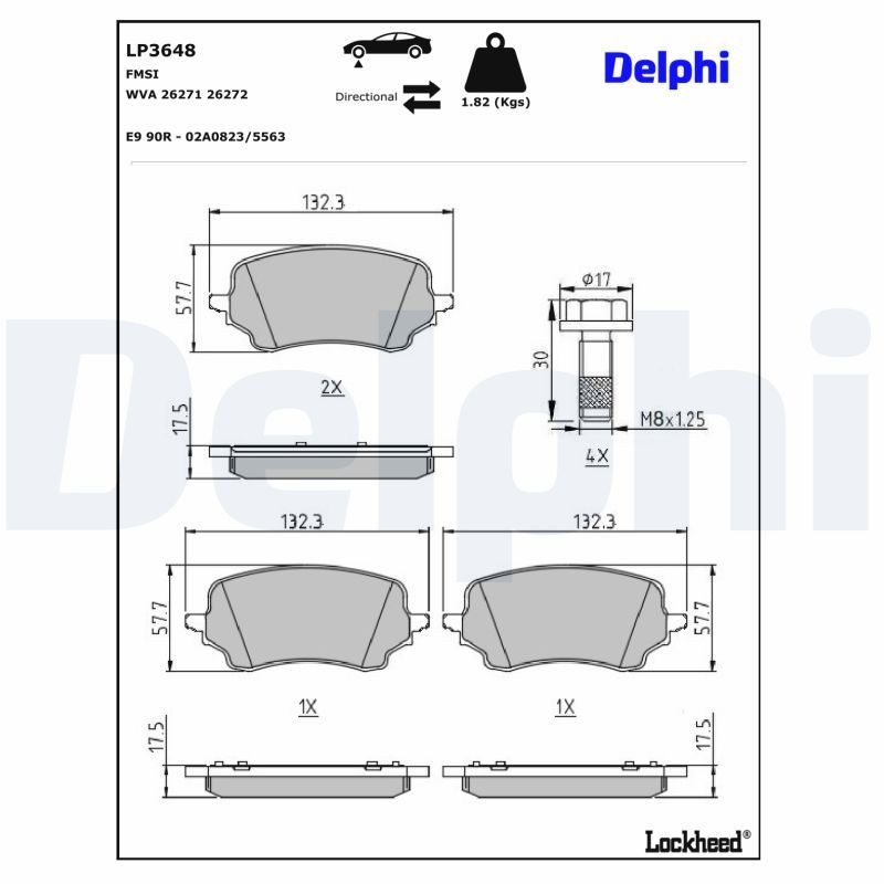 DELPHI Bremsbeläge LP3648 LP3648 Bremsbeläge DELPHI FORD TOURNEO COURIER