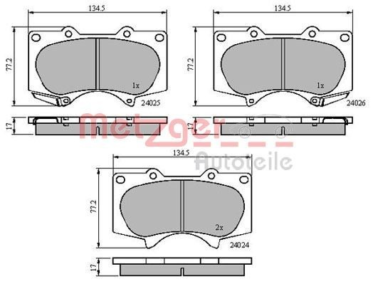 METZGER Plaquettes de frein 1170860 Lexus RX Plaquettes de frein METZGER 1170860