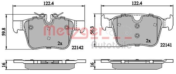 METZGER Remblokken 1170862 Land Rover DISCOVERY Remblokset METZGER 1170862