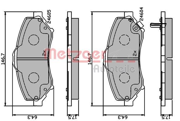 METZGER Plaquettes de frein 1170883 Fiat COUPE Plaquettes de frein METZGER 1170883