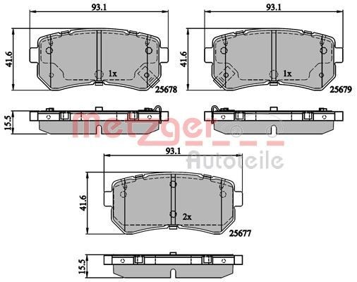 METZGER Piduriklotsid 1170886 1170886 Piduriklotsid METZGER HYUNDAI SANTA FE