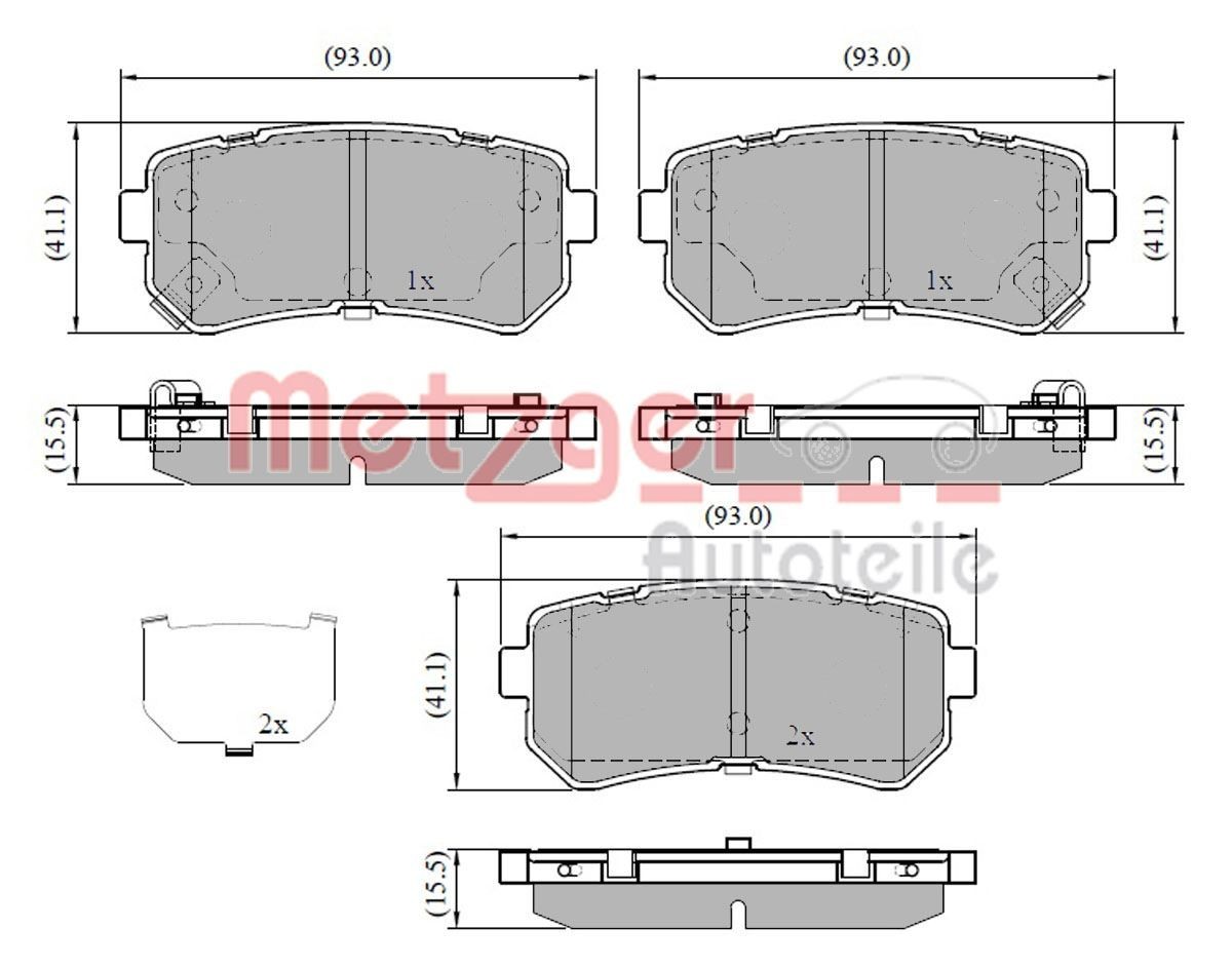 METZGER Bremseklosser 1170912 Sportsbremseklosser METZGER Kia SPORTAGE 1170912
