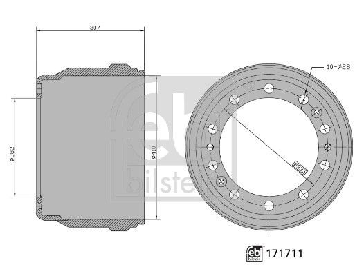 FEBI BILSTEIN Bremsetrommel 171711 FEBI BILSTEIN 171711 Bremsetrommel