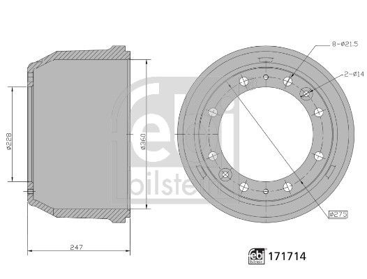 FEBI BILSTEIN Bremsetromle 171714 FEBI BILSTEIN 171714 Volvo XC60 2 Bremsetromler originale pris