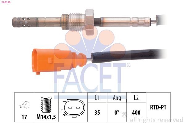 FACET Sensor, eksostemperatur 22.0158 Sensor avgasstempertur FACET CRAFTER 22.0158 billige