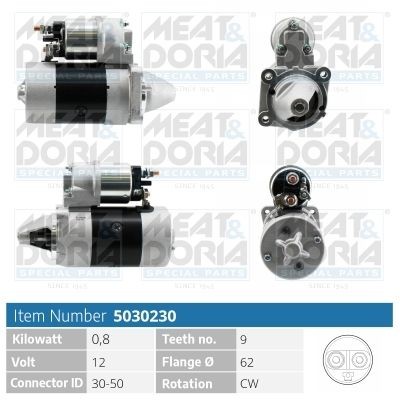MEAT & DORIA Startmotor 5030230 Starter voor de motor MEAT & DORIA SUBARU 5030230