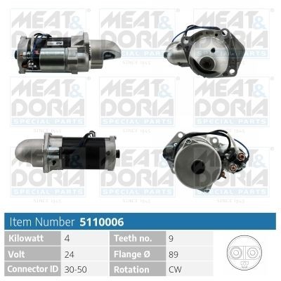 MEAT & DORIA Startmotor 5110006 MEAT & DORIA 5110006 Starter voor de motor Mercedes-Benz INTOURO originele