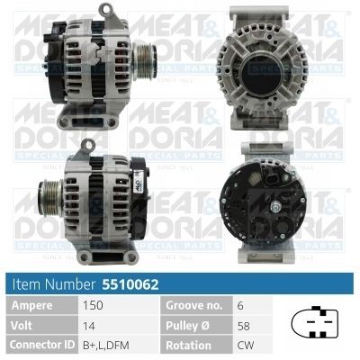 MEAT & DORIA Alternator 5510062 FORD KA MEAT & DORIA alternator 5510062