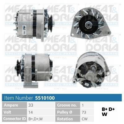 Dynamo / Alternator MEAT & DORIA 5510100 MEAT & DORIA 5510100 Alternator OPEL GT 2009